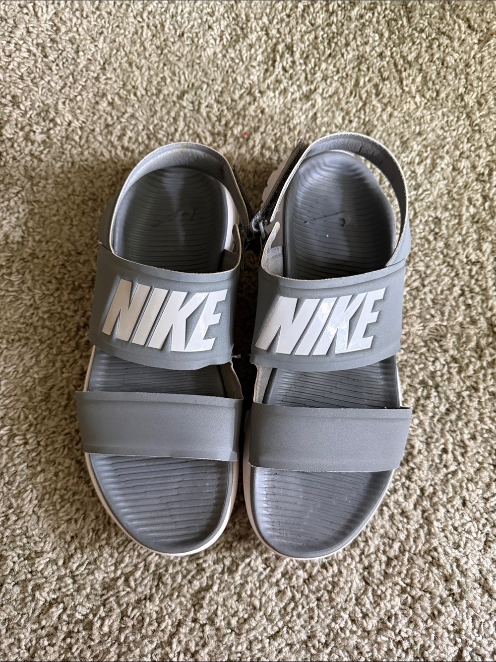 Nike Grey White Logo Slide Sandals